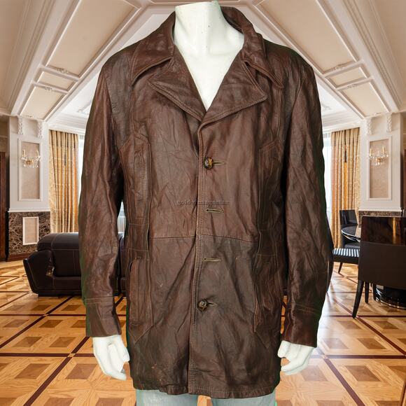 Vintage Schott Leather Coat Fleece Lined Biker XL - Picture 2 of 10